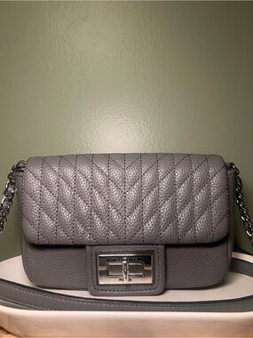 EUC Karl Lagerfeld Gray Leather Crossbody